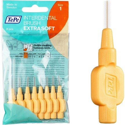 

Межзубные щетки Orange Extra Soft Размер 1 Простая и эффективная чистка межзубных промежутков 8 Щеток, Tepe