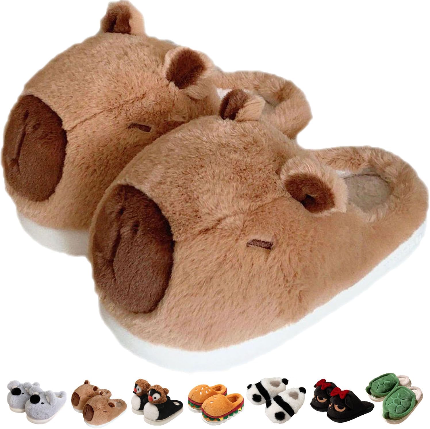 

Тапочки Jfxgjuv Koala, милые плюшевые тапочки в виде животных для женщин и мужчин: носорог, енот, ленивец, пингвин, панда, кот. Мягкие тапочки с эффектом памяти, теплые и пушистые для зимы, для дома и улицы, коричневый