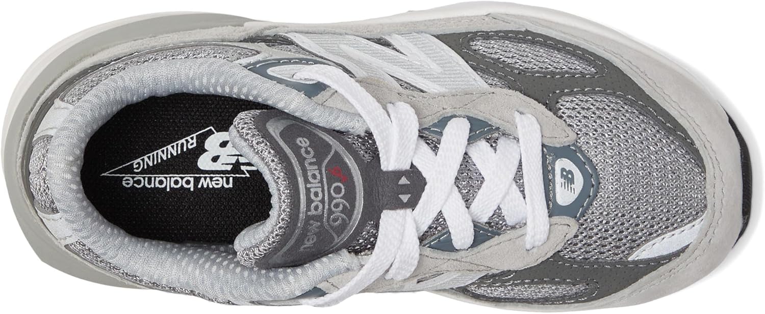 Детские кроссовки New Balance 990 V6 на шнуровке, серый — фото 2