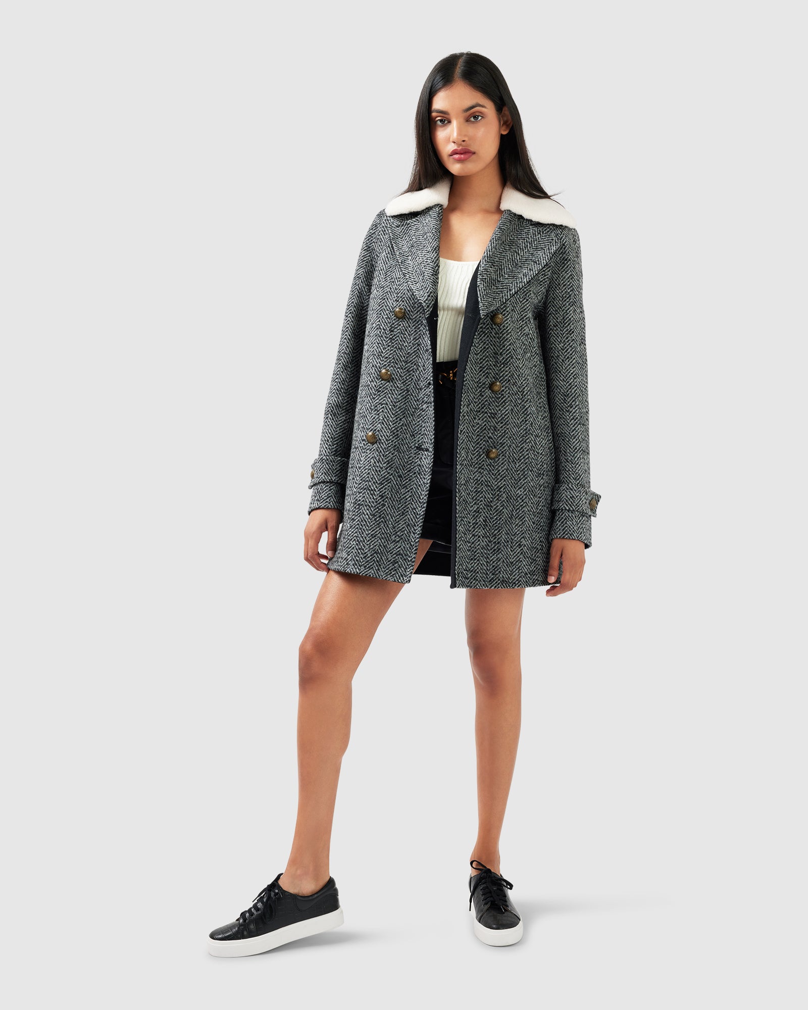 

Пальто из смеси шерсти и шерпы с воротником Liberty Belle&Bloom, цвет charcoal