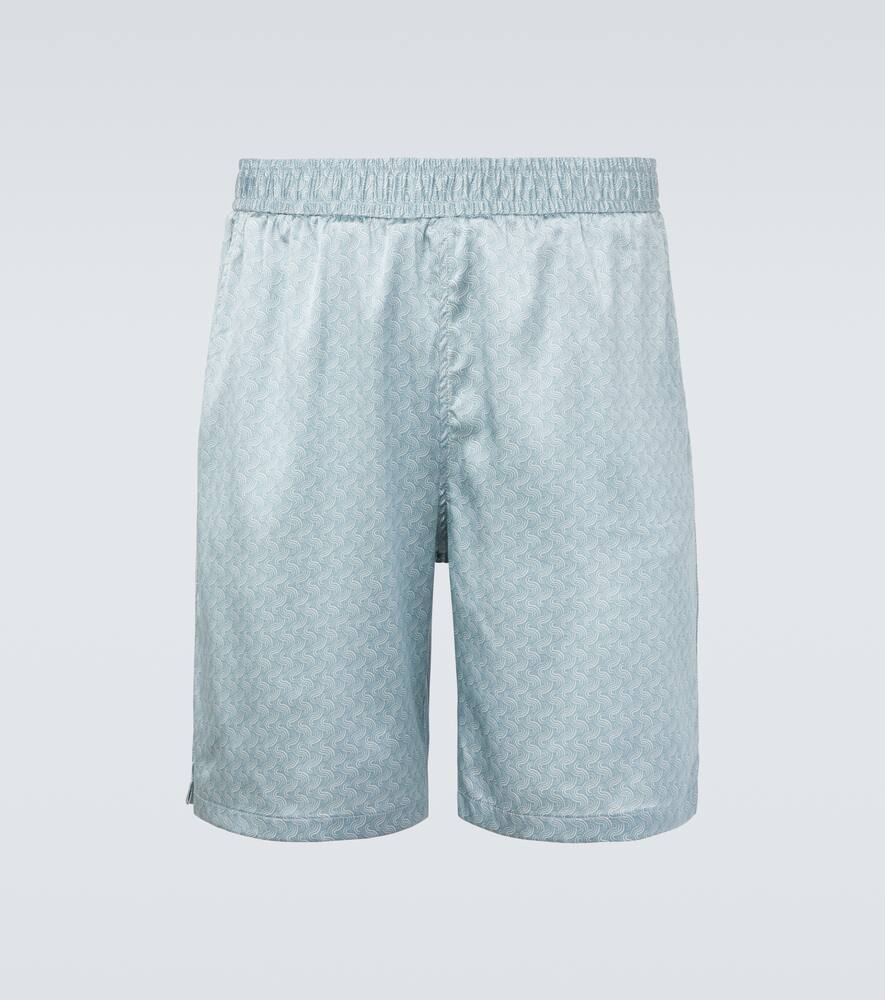 

Шорты из смесового шелка с принтом Palma Frescobol Carioca, Coastal Blue