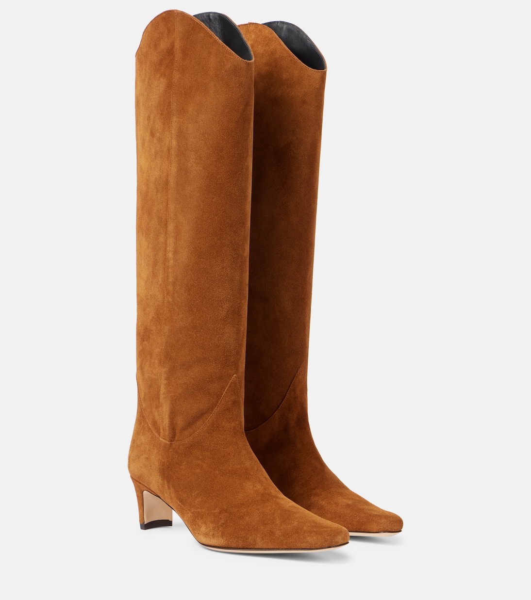 Ковбойские сапоги Western Wally 55 из замши Staud, желто-коричневый