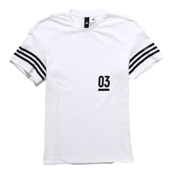 

Футболка cuff stripe sport short sleeve male white Adidas, белый
