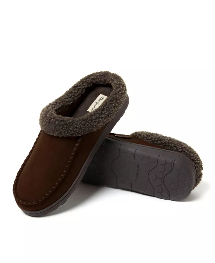 Мужские домашние тапочки-клоги Moccasin Toe из микро-замши Dearfoams, коричневый — фото 3