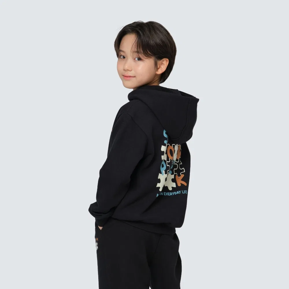 Детская худи Snowpeak Apparel Kids с графическим принтом, чёрная