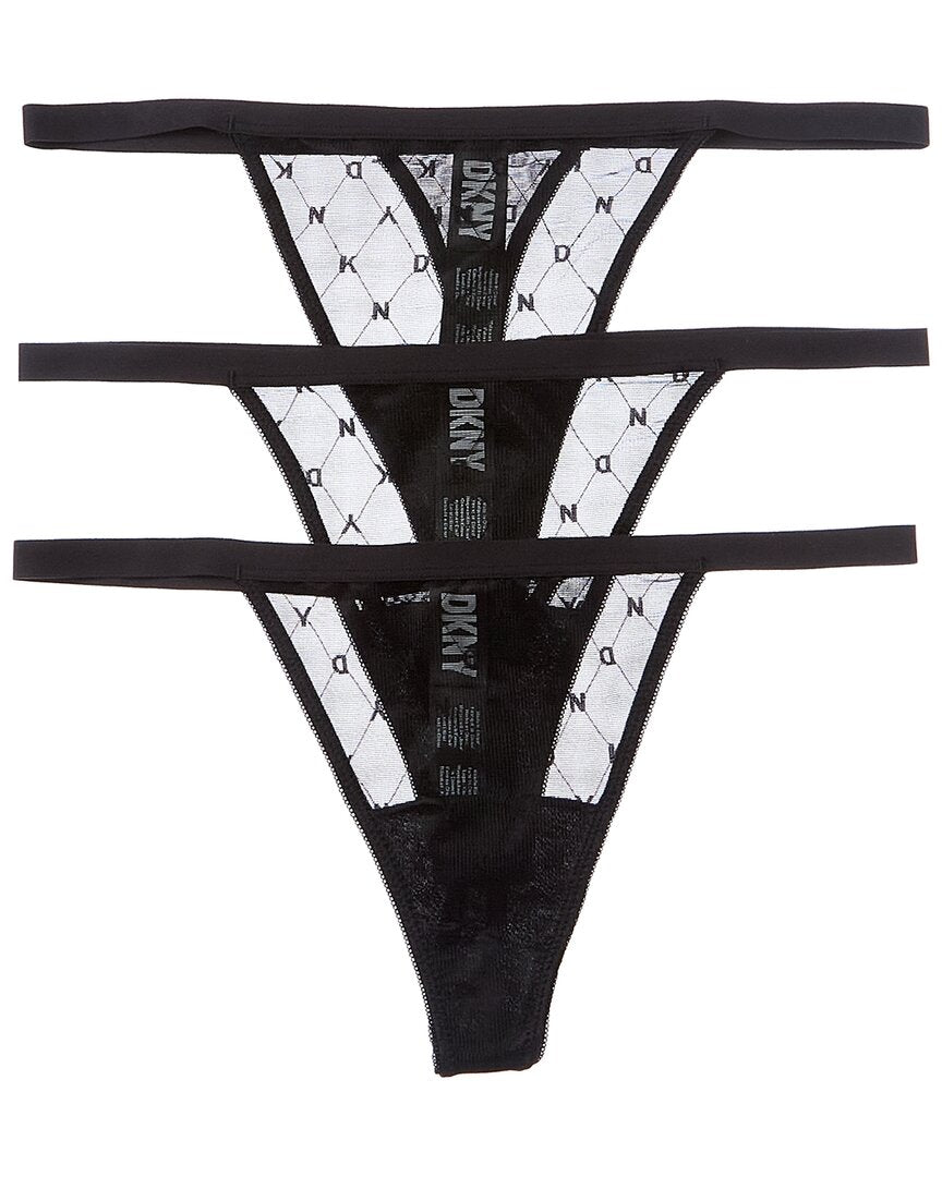 

Трусики-стринги DKNY 3pk Monogram Mesh, черный