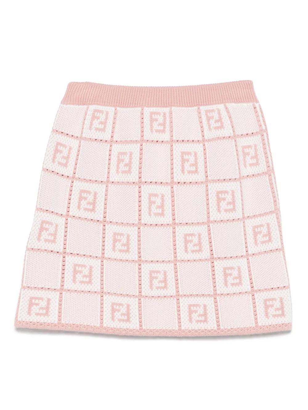 Жаккардовая юбка мини с логотипом FF FENDI KIDS, розовый — фото 2