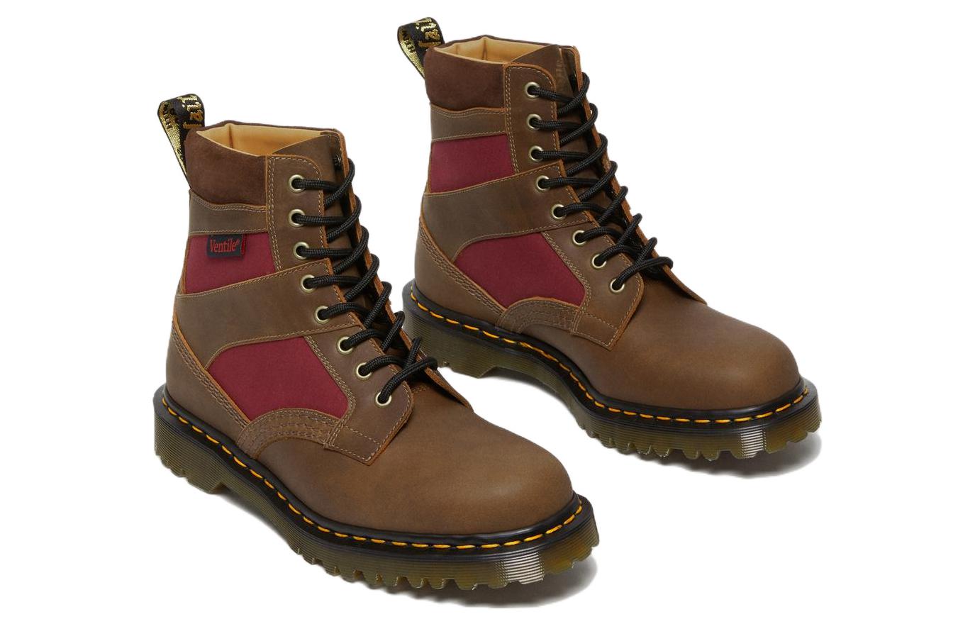 Мужские ботинки Dr. Martens 1460 Made in England с текстильными вставками, коричнево-красный — фото 3
