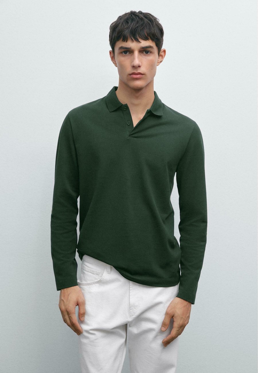 

Поло Massimo Dutti LONG SLEEVE MERCERISED PIQUÉ POLO NECK, Mottled Green