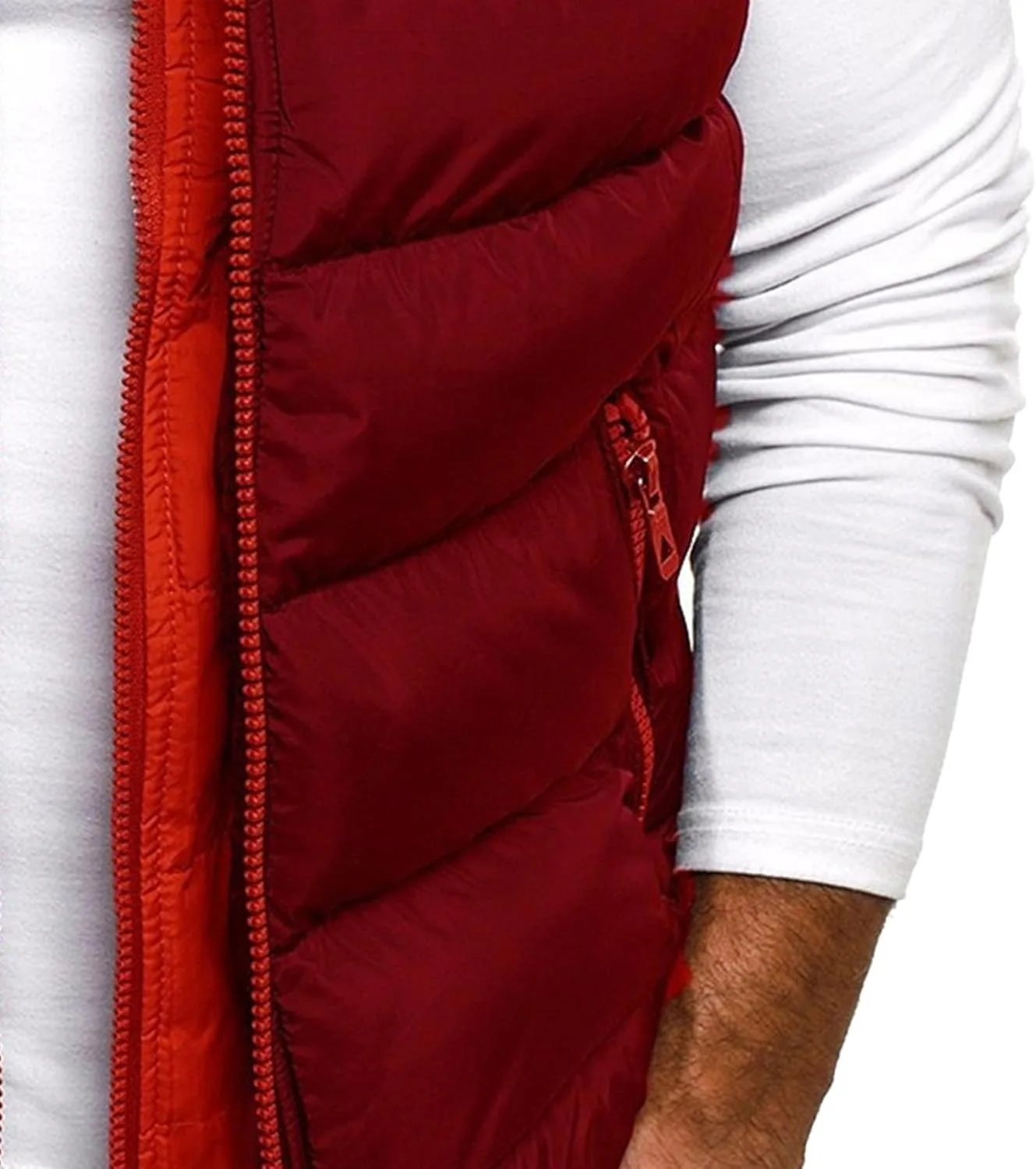 Мужская хлопковая пуховая жилетка Casual Puffer легкая безрукавка для активного отдыха Generic, Claret — фото 4