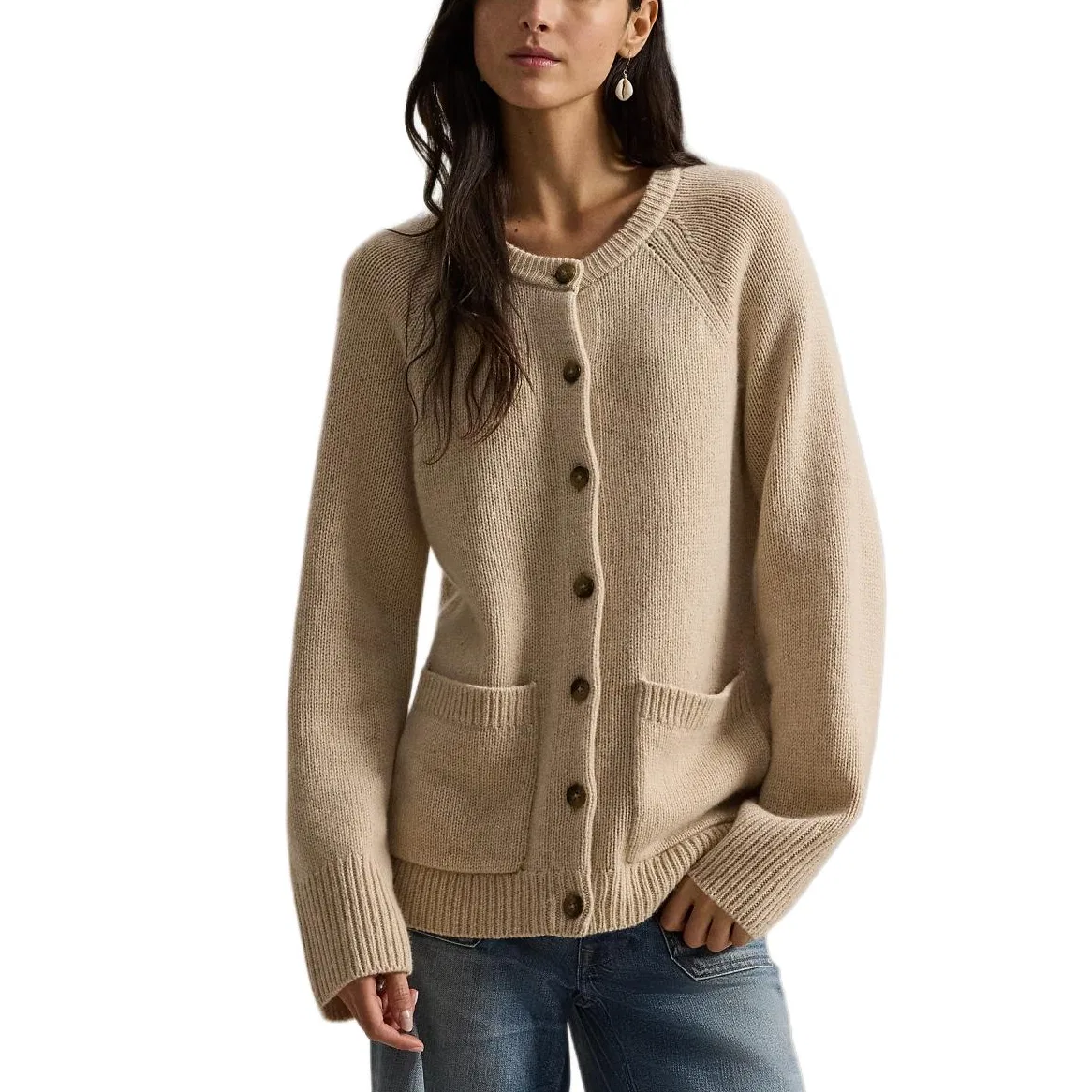 Свитер из кашемира SS26 Loose Fit женский Polo Ralph Lauren, Brown Yellow — фото 4