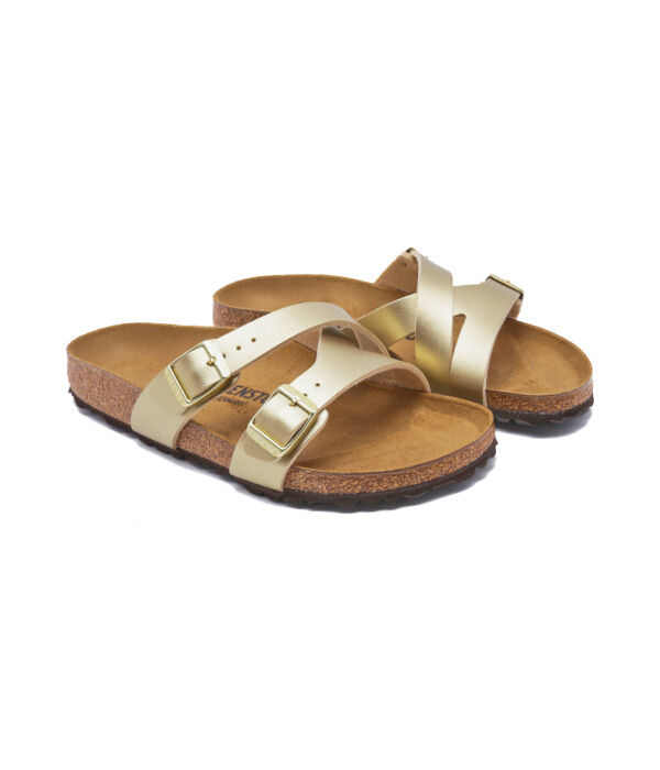 Кожаные тапочки yao balance BF Birkenstock, золотой — фото 3