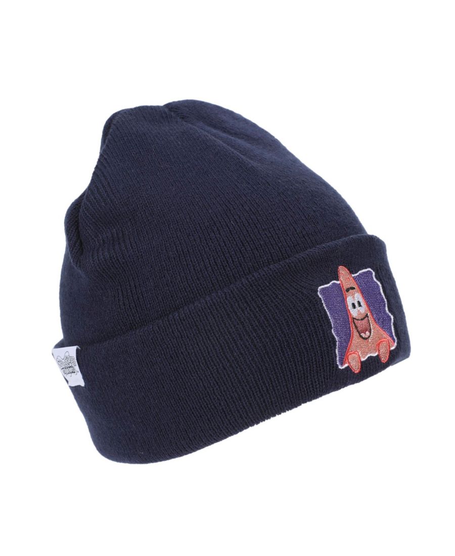 

Мужская вязаная акриловая шапка-бини с вышивкой Patrick, стандартный манжет SpongeBob SquarePants, Spongebob patric blue