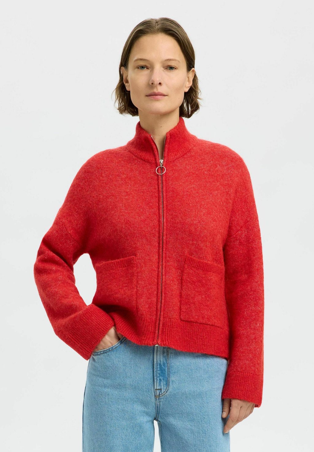 

Кардиган SLFSIA RAS ZIPPER Selected Femme, красный