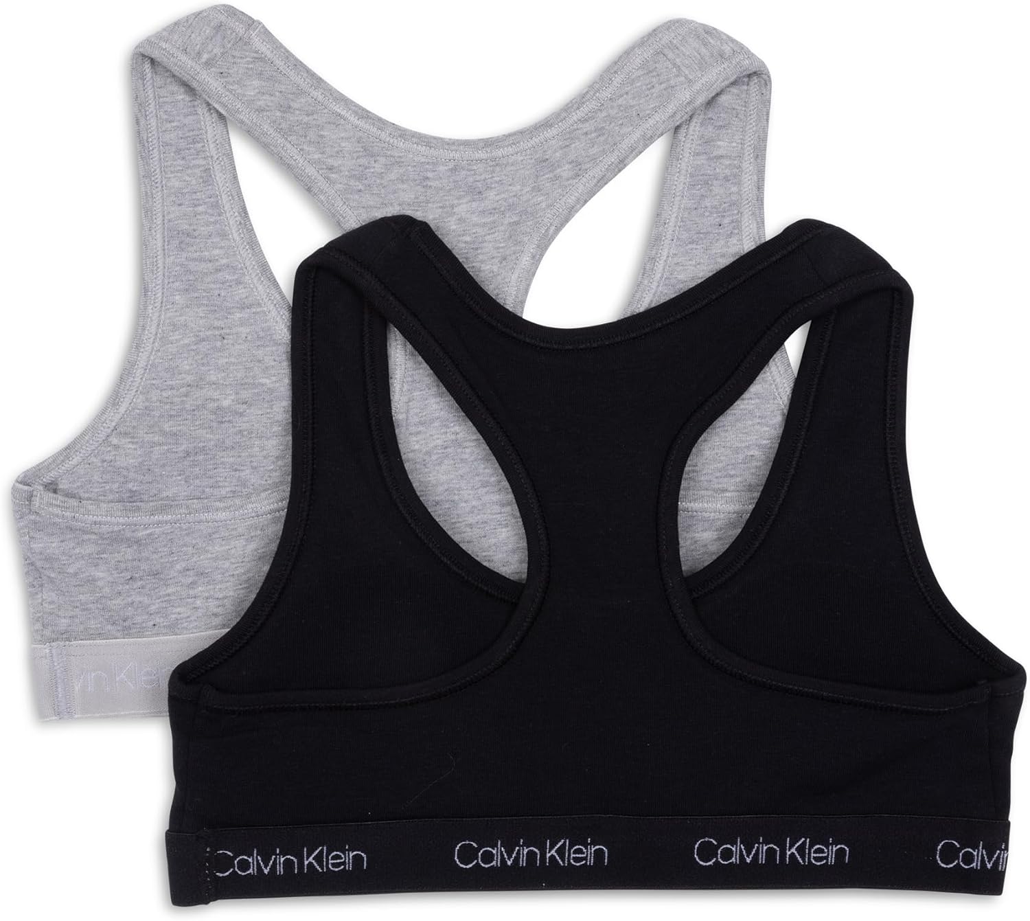 Мягкий хлопковый бюстгальтер-бралетт Calvin Klein для девочек со спинкой-борцовкой, упаковка, Black/Hg — фото 2