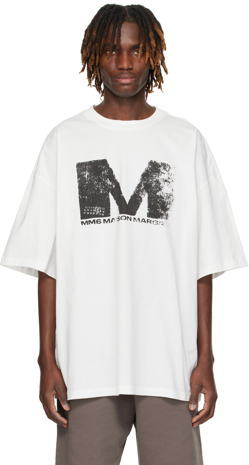 

6 aison argiela Белая футболка с рисунком MM6 Maison Margiela