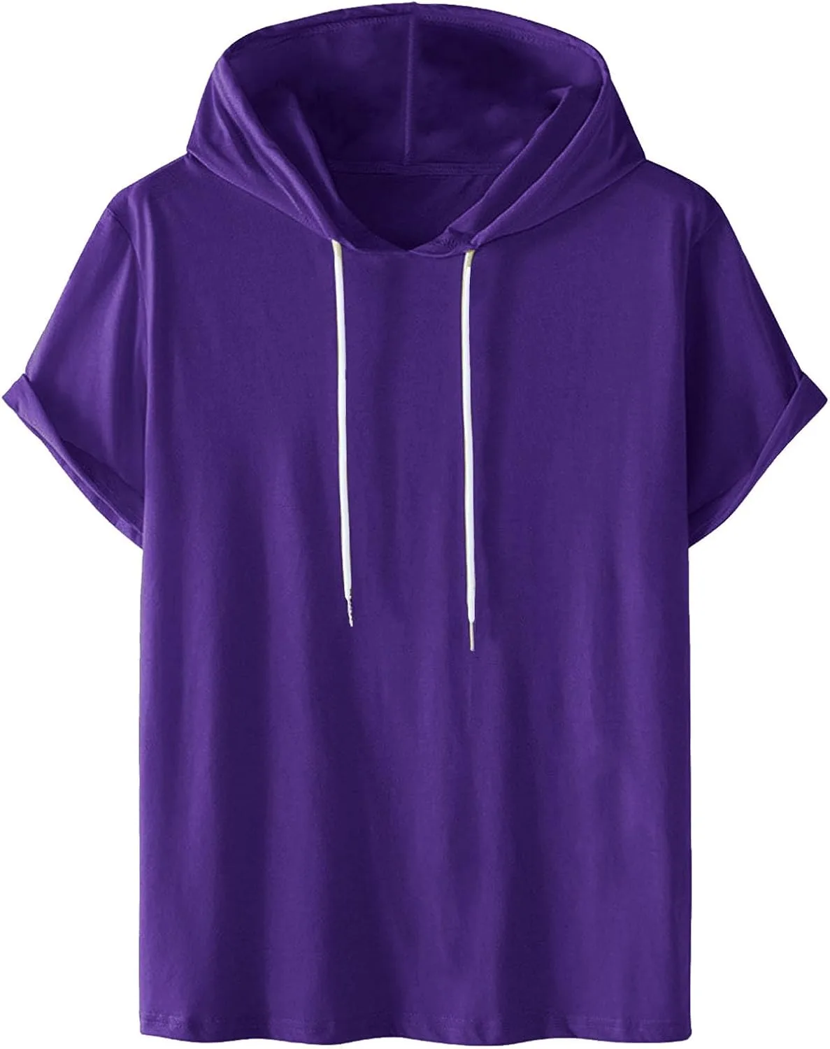 

Мужская футболка с коротким рукавом и капюшоном, Big and Tall, Cotton, Loose Fit