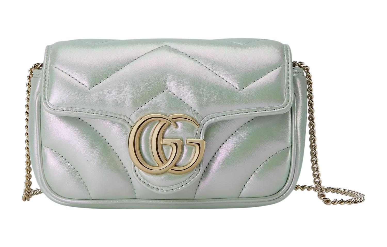 

Сумка через плечо GG Marmont из кожи Extra Mini радужно-зеленая GUCCI