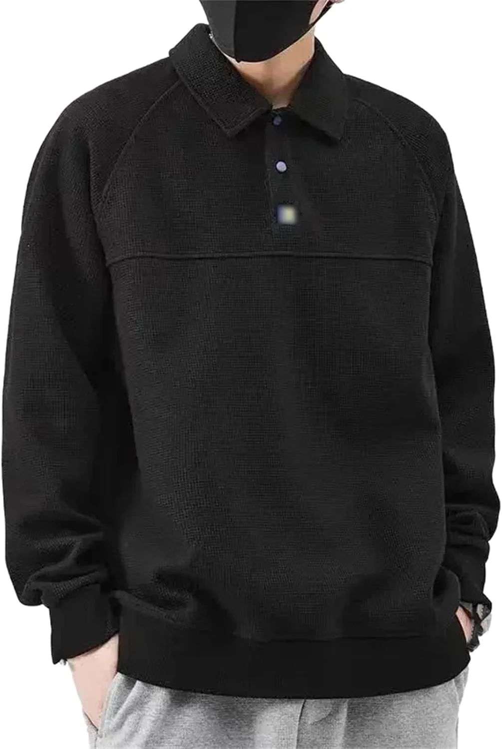 Мужской свитшот черный Loose Full-Sleeved