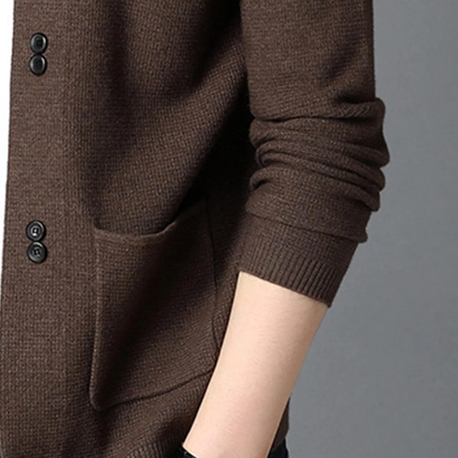 Мужской кардиган на пуговицах, slim fit, длинный рукав — фото 3