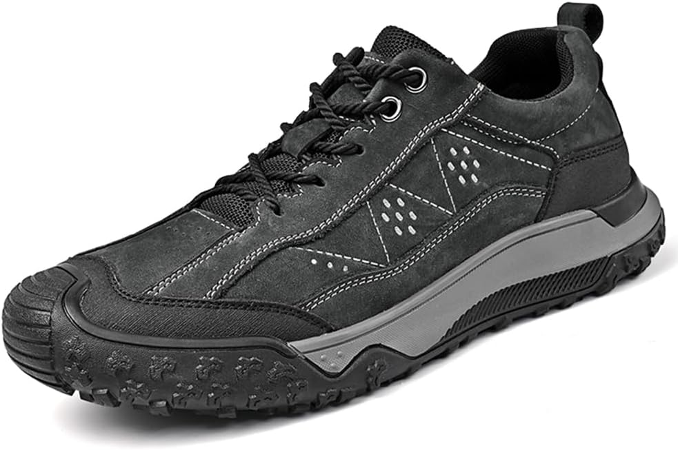 

Мужские туфли из натуральной кожи, удобные, легкие, противоскользящие, для прогулок на улице, работы, походов, путешествий, спортивные с шнуровкой Asifn, черный