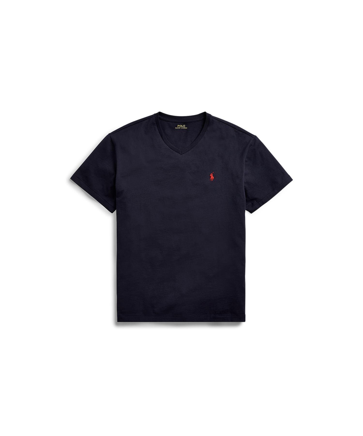 Классическая трикотажная футболка с V-образным вырезом Polo Ralph Lauren, 410 Navy