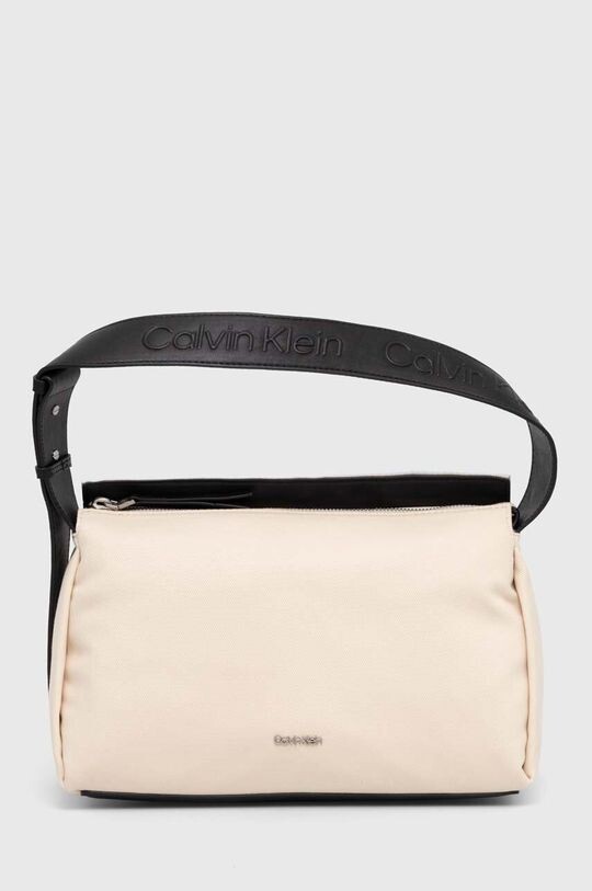 

Сумочка Calvin Klein хлопковая с контрастным ремнем, бежевый
