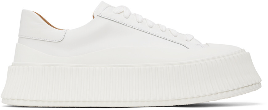 Белые низкие кеды на платформе Jil Sander, Porcelain