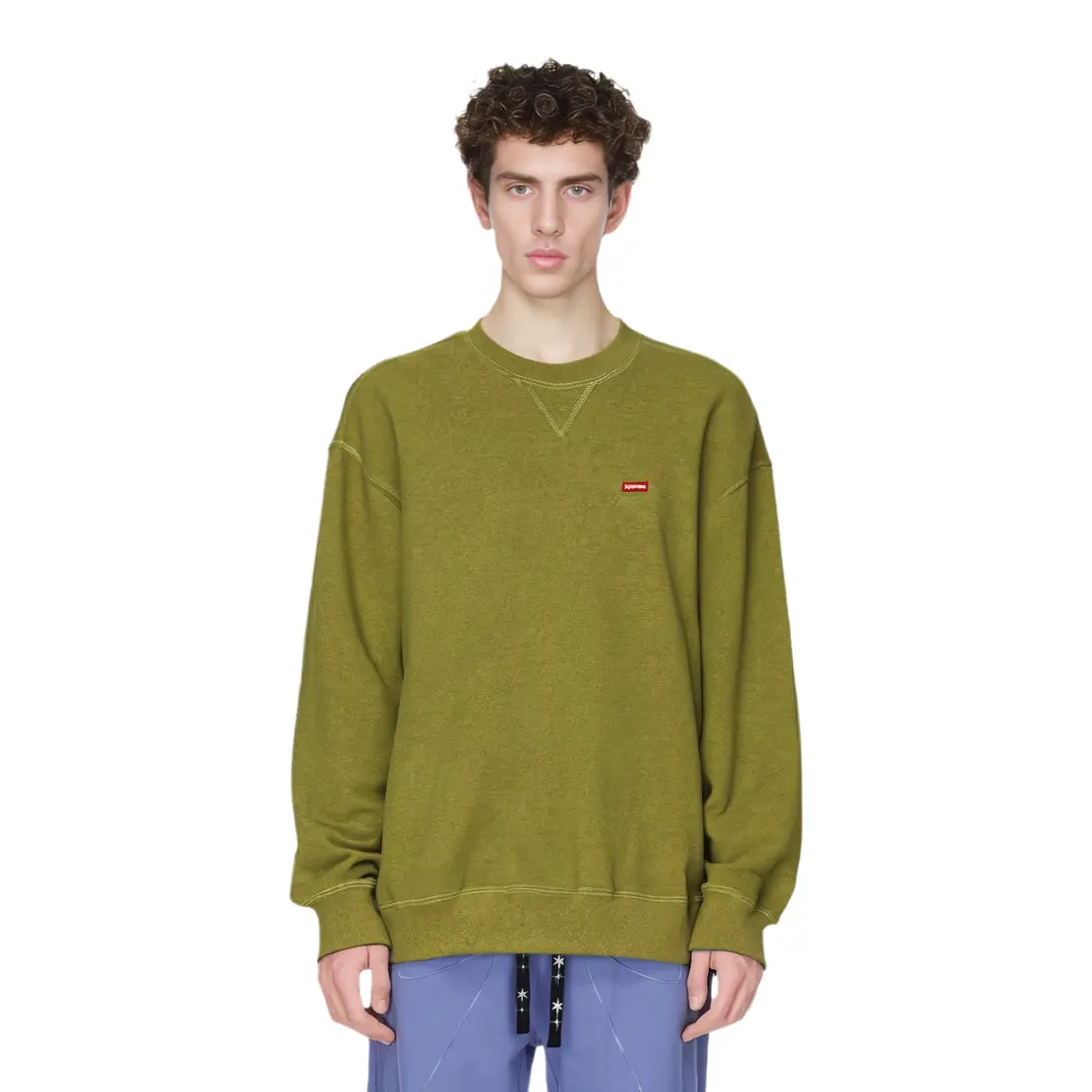 Футболка Small Box Crewneck FW23 Supreme, Мятно-зелёный/Мятная меланжевая — фото 3