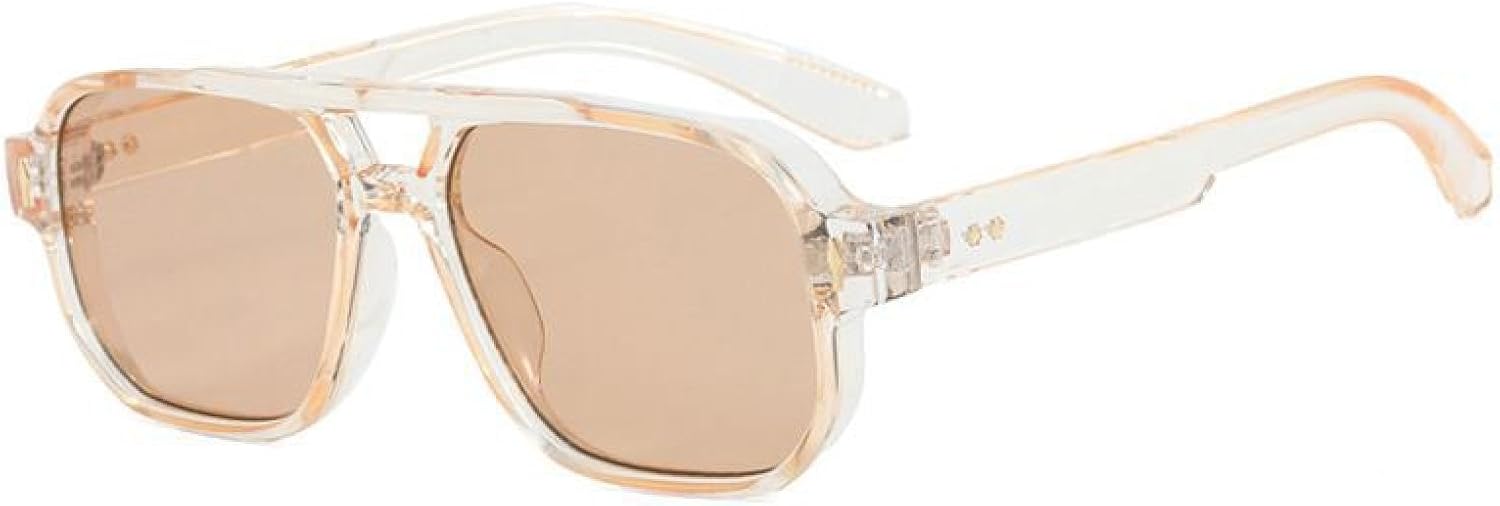 

Роскошные солнцезащитные очки в крупной оправе для женщин и мужчин, в винтажном стиле панк с заклепками, популярные для активного отдыха, с защитой от УФ-излучения UV400 TYUVIVO, Champagne Tea