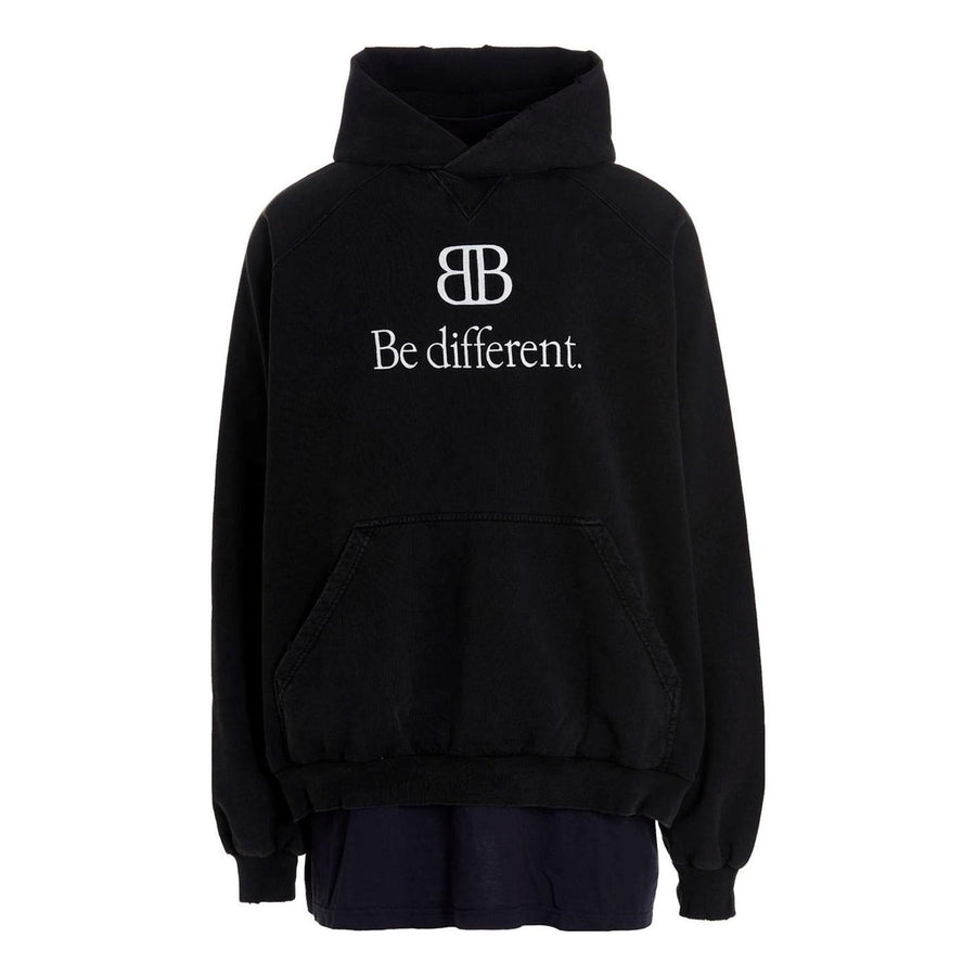 

Худи Balenciaga BB Be Different Patched T-Shirt Hoodie 'Black', черный