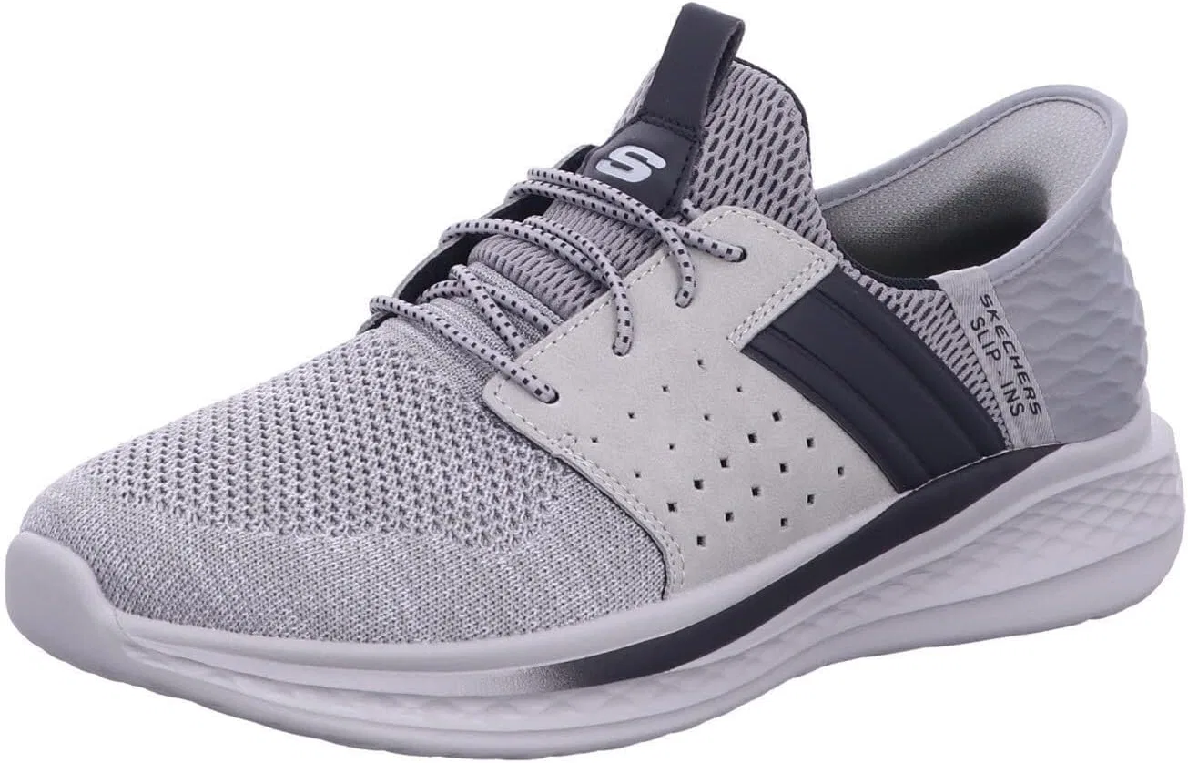 Мужские вязаные слипоны Skechers Slade Ocon 210811 с эластичным шнурком, Gray