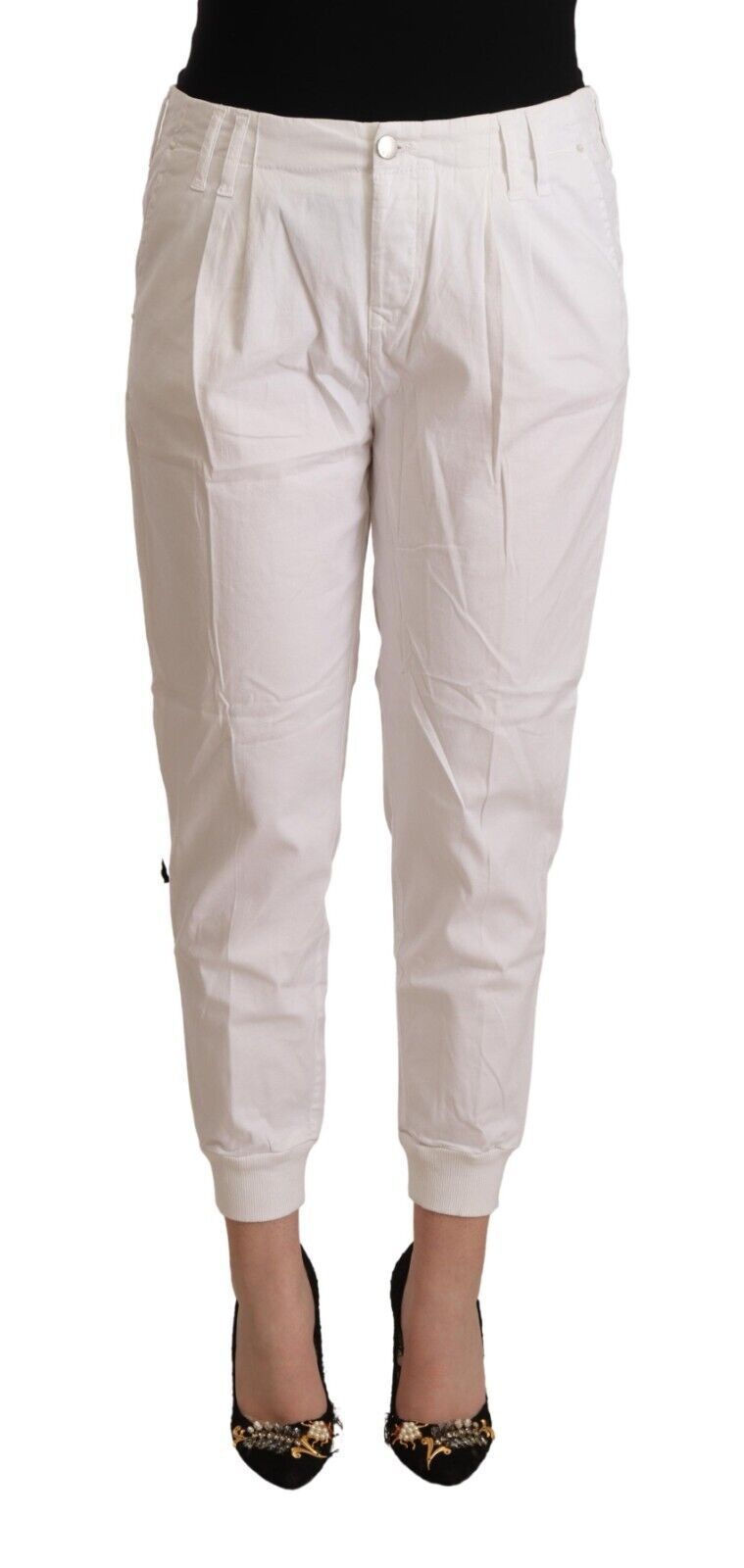

Укороченные женские брюки Met Cotton Mid Waist Tape, белый