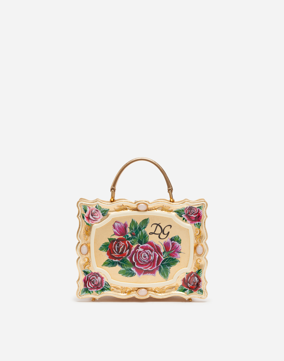 Сумка dolce box из дерева, окрашенного вручную в золотой цвет Dolce & Gabbana, мультиколор — фото 3