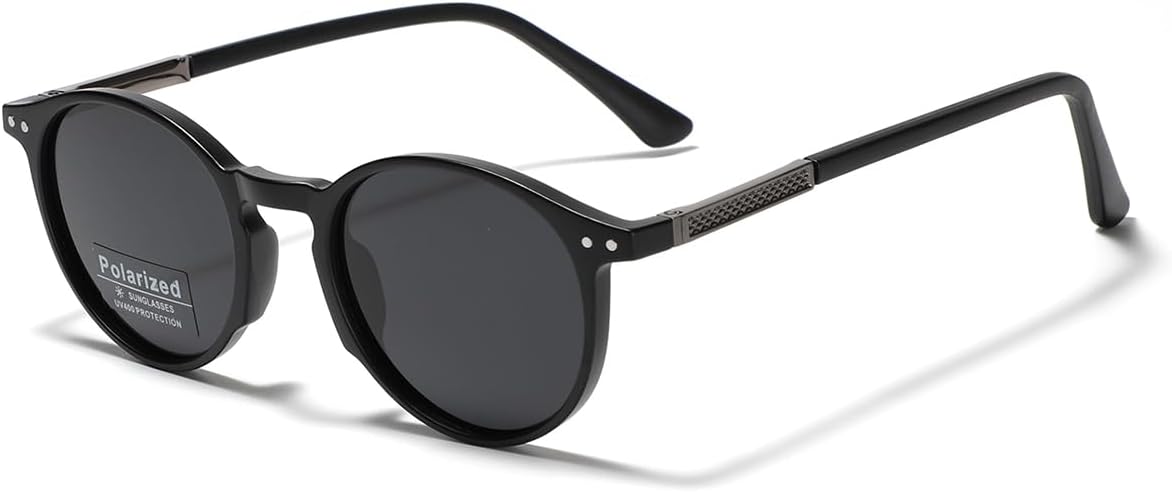 

Солнцезащитные очки Tr90 круглые, мужские, для вождения, с дужками из ацетата CP, унисекс, поляризованные, ретро, ​​женские, солнцезащитные очки UV400 weiyuchen, Black Grey Frame