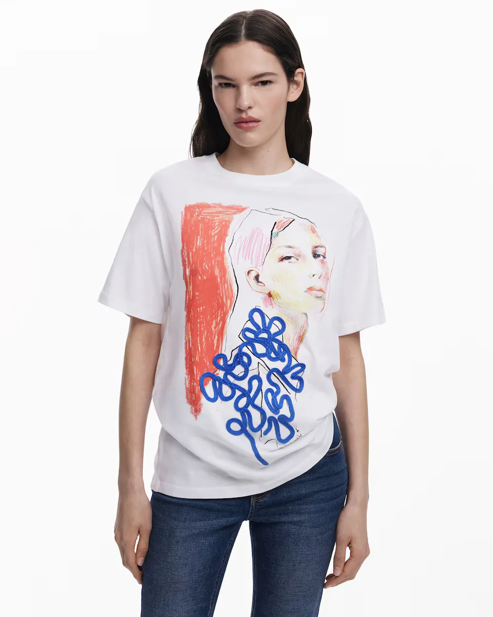 

Женская футболка с изображением цветка Desigual, белый