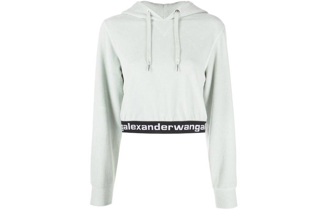 Кроп худи из вельвета с логотипом Alexander Wang, Opal