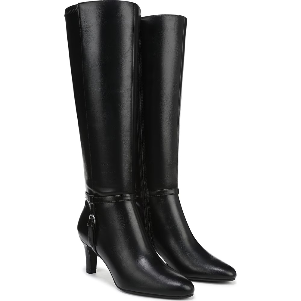 Сапоги выше колена на широкую икру Galant Lifestride, black faux leather