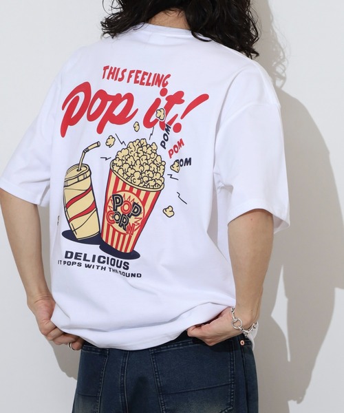 

Футболка с короткими рукавами, свободного кроя, с вышивкой, принтом на спине и карманом, из плотной ткани FUNALIVE, белый