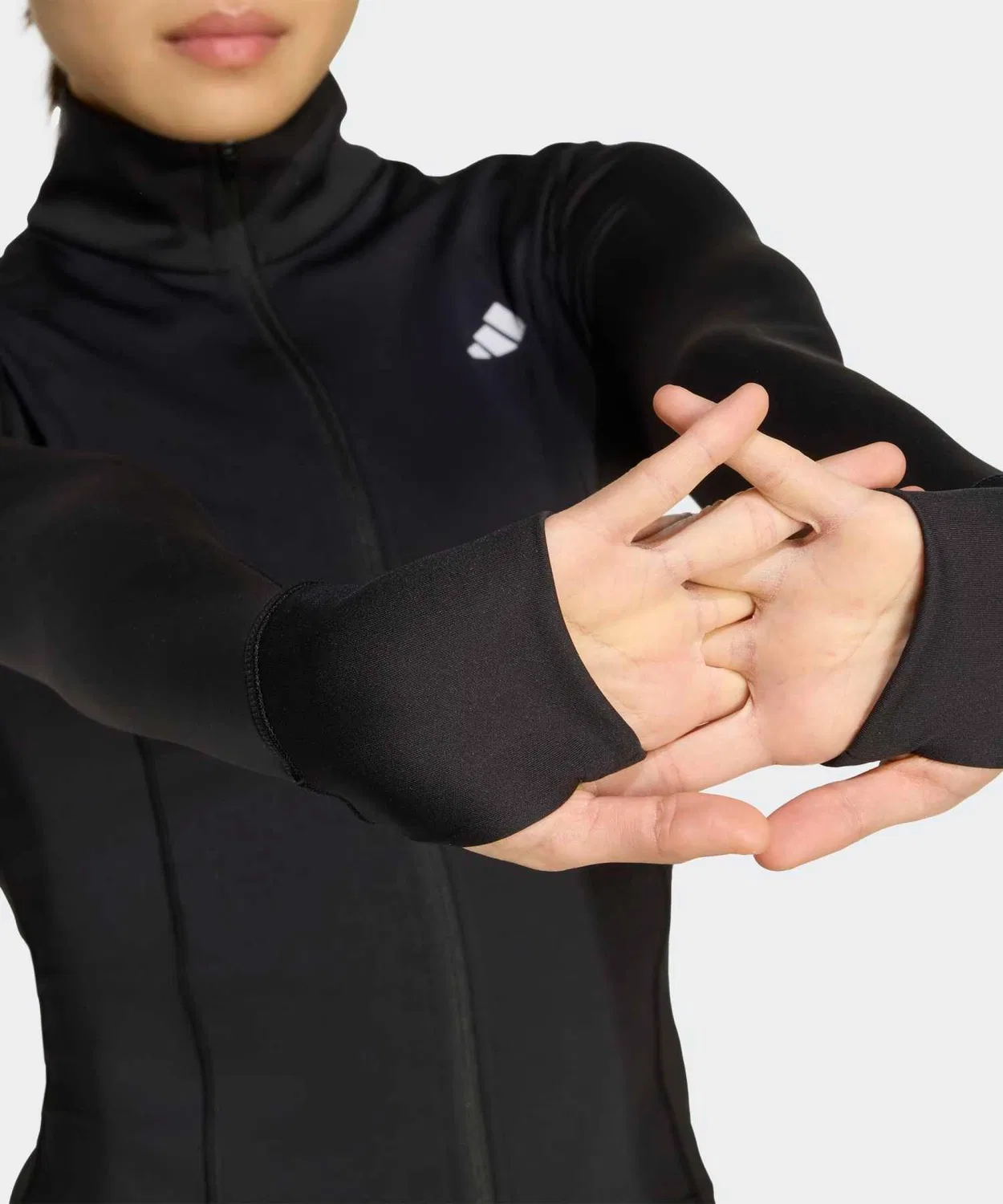 Трек-куртка adidas Optime Essentials с полной застёжкой-молнией, Climacool, чёрная — фото 4