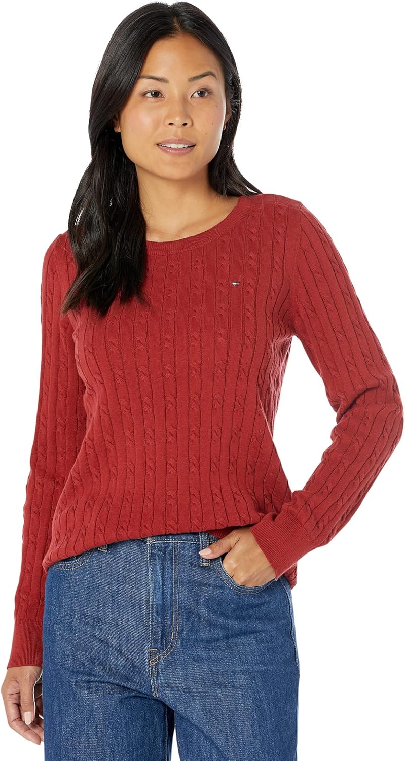 

Женский адаптивный хлопковый свитер Tommy Hilfiger с круглым вырезом и застежкой на липучке, Regatta Red