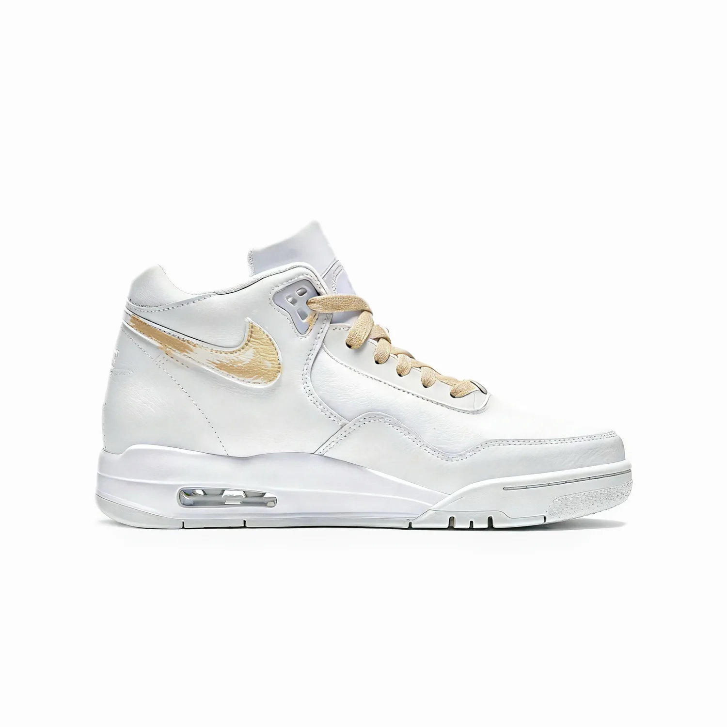 Nike Кроссовки баскетбольные мужские Flight Legacy Slip Resistant Abrasion Resistant Coverage Support Mid top Vintage White Gold — фото 3