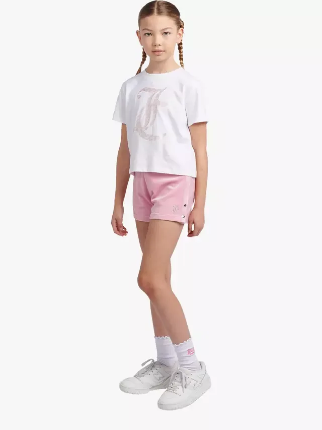 Детский комплект: свободная футболка и велюровые шорты, розовый нектар Juicy Couture — фото 2