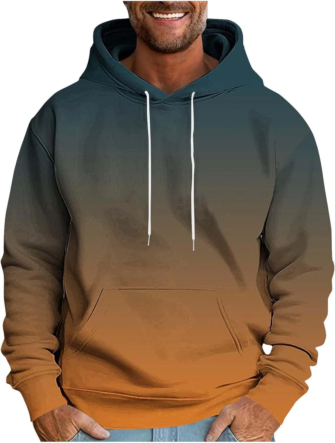 

Толстовка с капюшоном для мужчин, Casual, Gradient Color, на флисе Mrmaere