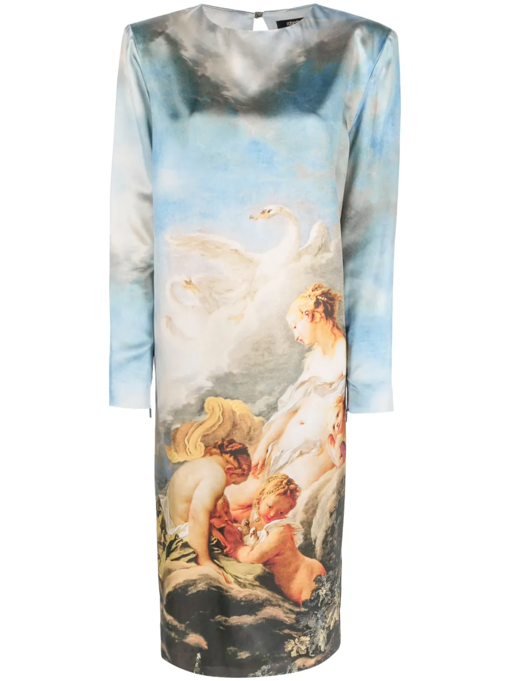 

Платье миди с графичным принтом Roberto Cavalli, синий