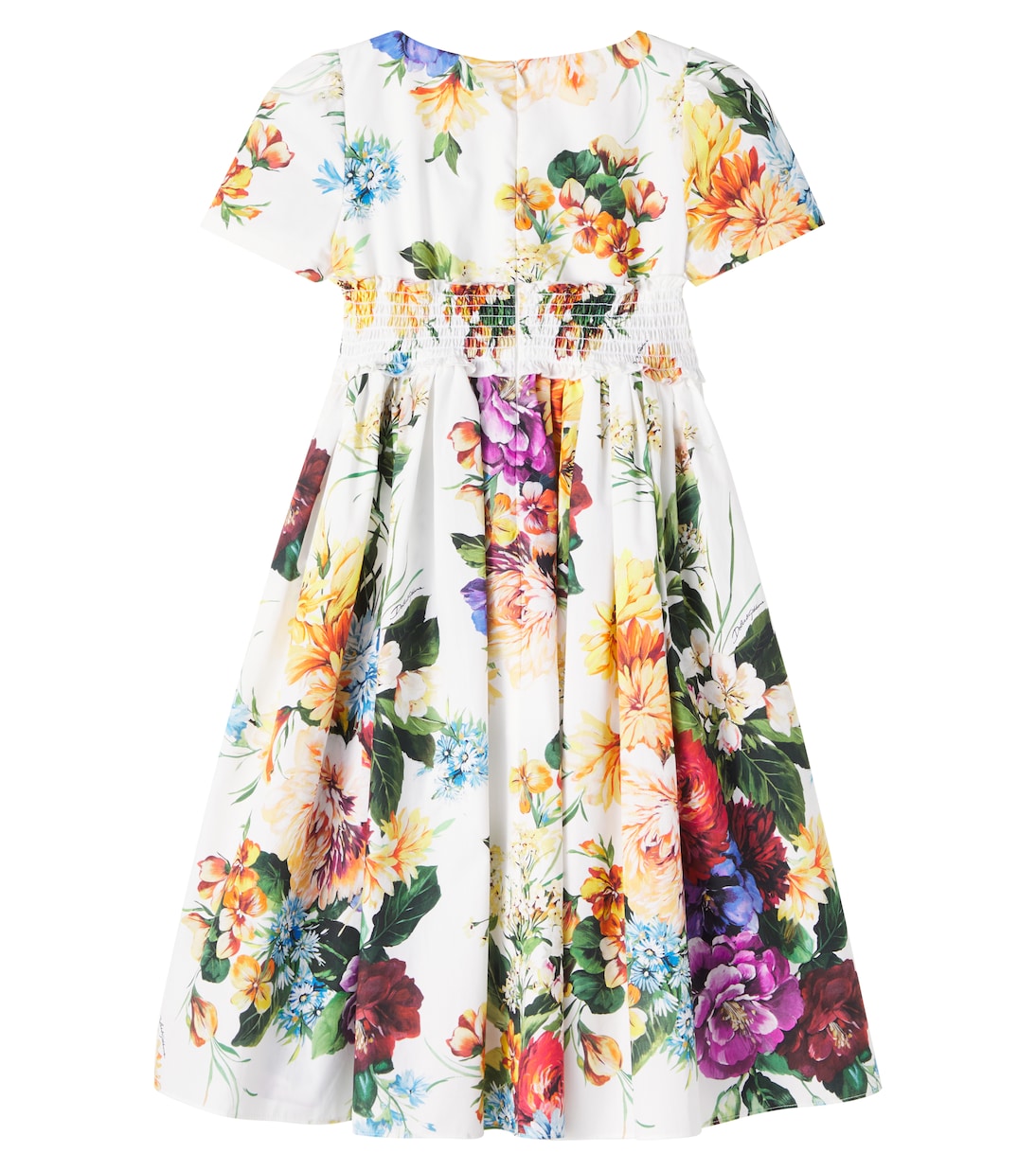 Цветочное платье из хлопкового поплина Dolce&Gabbana Kids, B.Fiori Cret. F.Bco — фото 4