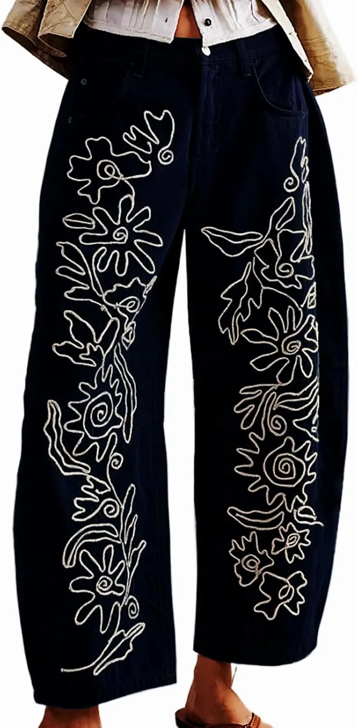 

Джинсы женские с вышивкой и принтом Cheetah Mid Rise XIKUKA