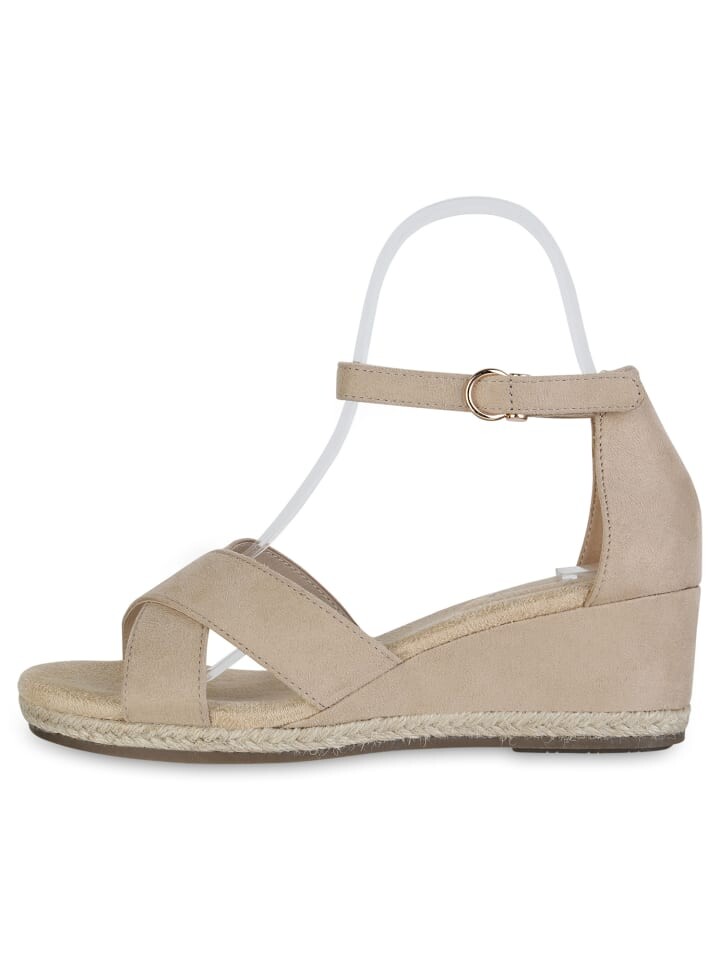 Сандалии на плоской подошве VAN HILL Keilsandaletten Chloe, цвет beige velours — фото 2