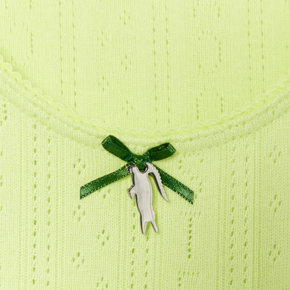 Майка Lacoste Pointelle светло-зелёная, ажурная, женская — фото 3