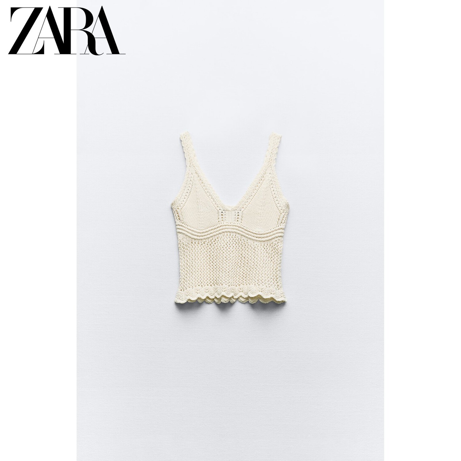 

Топ вязаный женский Zara с V-образным вырезом, белый